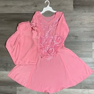 2-piece set! Includes a bubble gum pink skater dress and trouser!